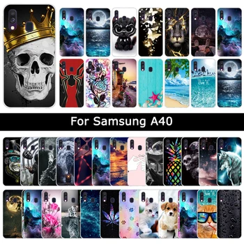 Minkšto Silikono TPU Case For Samsung Galaxy A40 40 Animacinių filmų Mielas Tapyba Apsaugos Atvejais Atgal Telefonų Korpusai Padengti Fundas Coque