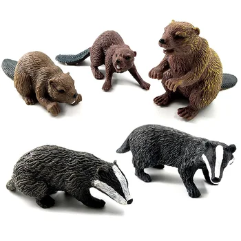 Modeliavimo miškų, laukinių gyvūnų modelio, vienas gabalas Barsukas Wolverine Skruzdėdos Bebrų Turėti veiksmų skaičius, PVC žaislas statulėlės Dovana Vaikams