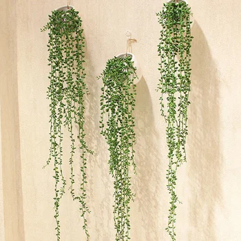 Modeliavimo Padirbtų Gėlės, Žalieji Augalai Vazoninių Sienos Kabo Dekoro Plastiko Sultingi Karoliukai Meilužis Ašaros Augalai 1PC