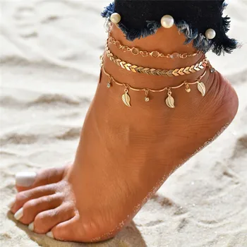 Modyle Anklets Moterų Pėdų Priedai Vasaros Paplūdimio Basomis Sandalai kulkšnies Apyrankę ant kojos Moterų Kulkšnies