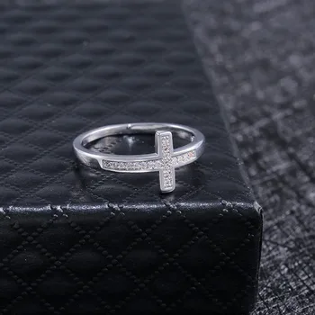 Modyle Prabangus Sidabro Padengtą Žiedas Moterims Amžinybę Krikščionių Kryžius Žiedas Naujas Mados Šalis, Dovanos, Papuošalai
