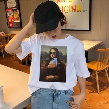 Mona Lisa T Shirt hip-hop marškinėlius moterims, moteriška juokinga viršuje tee marškinėliai t-shirt harajuku 90s Streetwear Atsitiktinis Spausdinti naujos korėjos