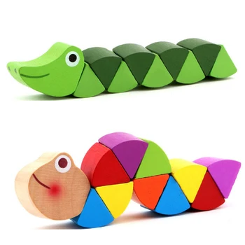 Montessori Mediniai Žaislai Vaikams Įspūdį Ankstyvo Mokymosi Mediniai Žaislai, Caterpillar Twist Vabzdžių Naudotis Kūdikio Pirštus
