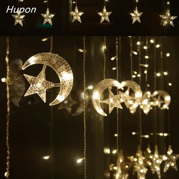 Moon Star LED Lempos String Ins Kalėdų Žiburiai Ramadanas Apdailos Atostogų Žiburiai Užuolaidų Lempa 220v Vestuvių LED Šviesos Fėja