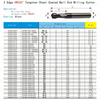 MOSASK 2 Fleitos HRC45 Turas Frezavimo Cutter Kietas CNC Įrankių Komplektas 3mm, 6mm Volframo Karbido Bull Kamuolys Nosies Pabaiga Malūnas