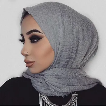 Moterys Islamo Musulmonų hijab Maxi Vingiuoti Skara Medvilnės ir Lino Moterims Moteriški Paprasta Kasdien Wrap Hijabs Paprastas Musulmonų Skarelė
