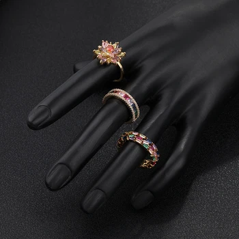 Moterų Auksu Kubinių Zirconia Žiedas Mados Žavesio Žiedas Įvairių Stilių Vestuvių Dovanos Draugei Gimtadienio Piršto Papuošalai