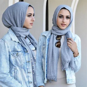Moterų Elegantiškas 2019 Kieto Pagal Šalikas Vingiuoti Hijab Medvilnės Musulmonų Lengvas Wrap Turbaną foulard Islamo Skara Galvą Šalikai