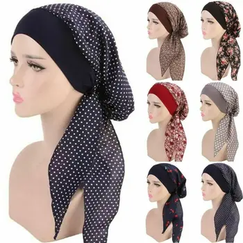 Moterų Indijos Plaukų Slinkimas Padengti Galvą Skara Wrap Musulmonišką Hidžabą Chemo Skrybėlės Turbaną Beanie Kepurė Turbaną Skrybėlę