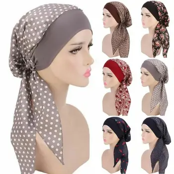 Moterų Indijos Plaukų Slinkimas Padengti Galvą Skara Wrap Musulmonišką Hidžabą Chemo Skrybėlės Turbaną Beanie Kepurė Turbaną Skrybėlę