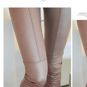 Moterų Kelnės Slim Aukšto Juosmens Antblauzdžiai Naujų Korėjos Mados Atsitiktinis Dirbtinė Oda Tinka Kieto Moterų Pantalon Kelnės