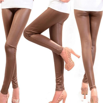 Moterų Kelnės Slim Aukšto Juosmens Antblauzdžiai Naujų Korėjos Mados Atsitiktinis Dirbtinė Oda Tinka Kieto Moterų Pantalon Kelnės