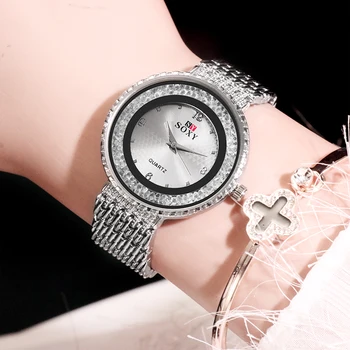 Moterų Laikrodžiai Top Brand Prabangos Ponios, Kristalinis Kvarcas Judėjimas Nerūdijančio Plieno Laikrodžius Relogio Feminino