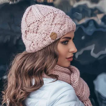 Moterų Mados Išlaikyti Šiltas Žiemą Kepurės Megztos Vilnos Hemming Skrybėlę Geometrinis Beanie Kepurė Gorros Mujer Invierno Moterų Variklio Dangčio Šilčiau Bžūp