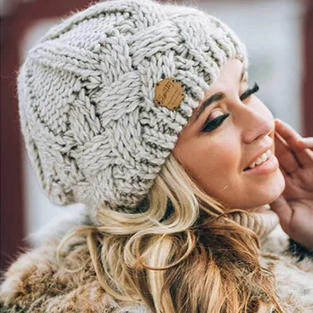 Moterų Mados Išlaikyti Šiltas Žiemą Kepurės Megztos Vilnos Hemming Skrybėlę Geometrinis Beanie Kepurė Gorros Mujer Invierno Moterų Variklio Dangčio Šilčiau Bžūp