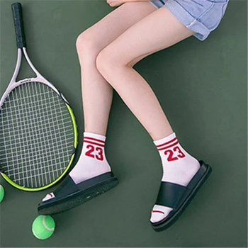 Moterų medvilnės kojinės unisex laišką skaitmeninės skaičius dviguba juostele modelis harajuku sox vėsioje riedlentė meno hipster sokken dropship