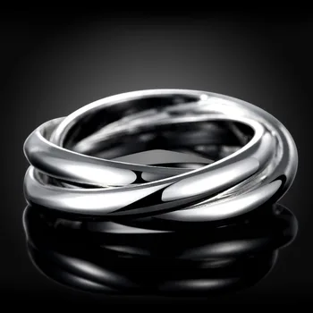 Moterų sidabro žiedai, mados Sidabro vestuvės vestuvinis Papuošalų Trijų sluoksnių dydis 5-10 Unisex žiedas vyrams R167