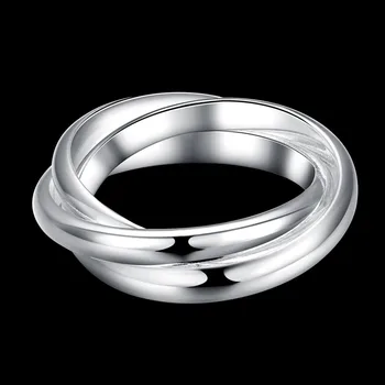Moterų sidabro žiedai, mados Sidabro vestuvės vestuvinis Papuošalų Trijų sluoksnių dydis 5-10 Unisex žiedas vyrams R167