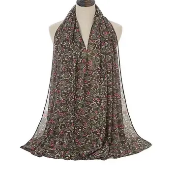 Moterų Šifono Skara Mados Gėlių Spausdinti skarų Lady Prabangos Prekės Skaros Šalikas Foulard Satino Hijab Malaizija hijab 180*70cm