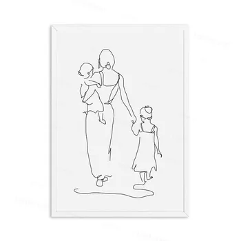 Motinos Ir Dukros Sūnus Meno Piešinys Plakatai Abstraktaus Minimalizmo Sienos Menas Drobė Spausdinti Tapybos Moder Dekoratyvinis Nuotraukas