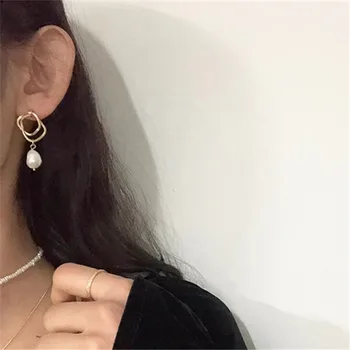 Ms auskarai geometrinis natūralių gėlavandenių perlų auskarai stud auskarai mados moterų temperamentas joker auskarai