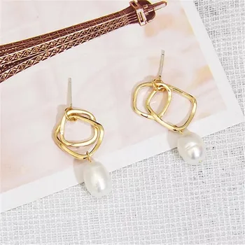 Ms auskarai geometrinis natūralių gėlavandenių perlų auskarai stud auskarai mados moterų temperamentas joker auskarai