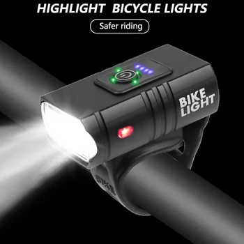 MTB T6 LED Dviračio Žibintas 10W 6 Režimai USB Įkrovimo Galios Ekranas Kalnų Keliais Dviračio Priekinį Žibintą Dviračių sporto Įranga