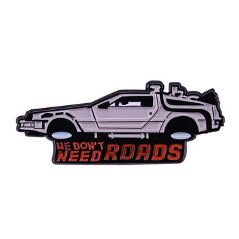 Mums nereikia kelių Atgal į Ateitį TimeTravel automobilių emalio atlapas pin Retro 80s Filmą Marty McFly Laiko mašina DeLorean sagė
