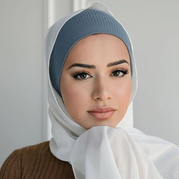 Musulmonų Mados Moterų Briaunoti Vidinis Hijab Kepurės Islamo Underscarf Variklio Dangčio Skrybėlę Moterų Ruožas Lankelis Vamzdis Bžūp Turbante Mujer
