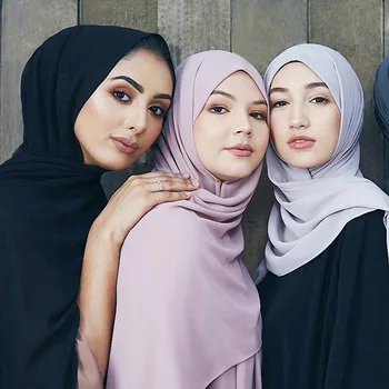 Musulmonų Šifono Hijab Skara Skara Aukštos Kokybės Ilgas Šalikas Moterims Vientisos Spalvos Kaklaskarės Moterų Foulard Femme Burbulas Jersey Hijab