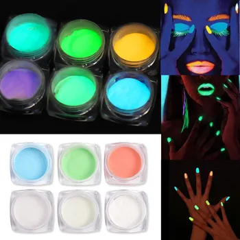 Nagų Blizgučiai Nustatyti Neon Fosforo Milteliai Dulkių Šviesos Pigmento Liuminescencinės Noctilucent Milteliai Švyti Tamsoje Nagai Aksesuarai