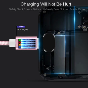 Nailono 1m 2m C Tipo USB Greito Įkrovimo Kabelis Samsung S8 S9 S10 plius Xiaomi Redmi Pastaba 7 8 Pro 
