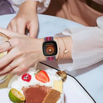 Nailono ir elastinės juostos Fitbit versa 3 smart watch Moterys Vyrai Austi reguliuojamas žiūrėti diržu, fitbit prasme priedai