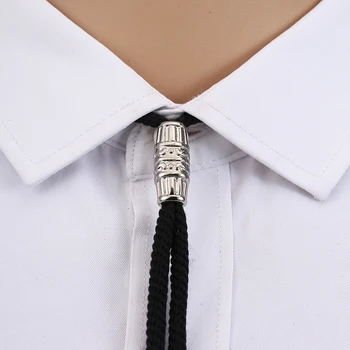 Nailono virvė bolo kaklaraištis atsitiktinis kaklaraištis vyrams, turintiems paprastas juodas klasikinis peteliškę