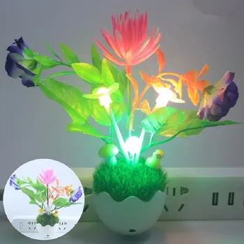 Naktį šviesos kontrolės pažangi led pagrindiniai kištukiniai naktinių lempų lizdai spalva keičiasi grybų šviesos modeliavimo augalų 100V-240V JAV plug Naktį šviesos