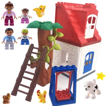 Namas Pilies Langą, Stogo Kopėčios Gyvūnai, Baldai, Statyba Blokai Žaislai Vaikams Duploed Švietimo Žaislas vaikams dovanų