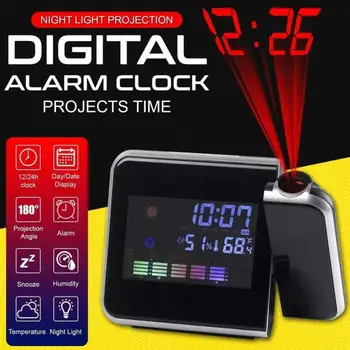 Namų Dekoro LED elektroninis laikrodis Skaitmeninis atidėti žadintuvo Namų juoda Daugiafunkcį Kalendorius Temperatūra Projekcija Kelionės laikrodis