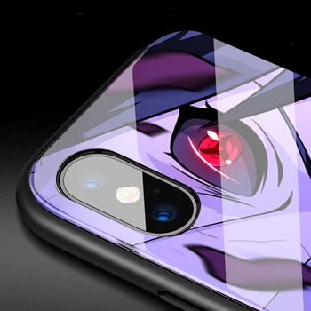 Naruto Sasuke Rašyti apvaliomis akimis Stiklo Telefono dėklas Skirtas iPhone 12 11 8 pro 7 