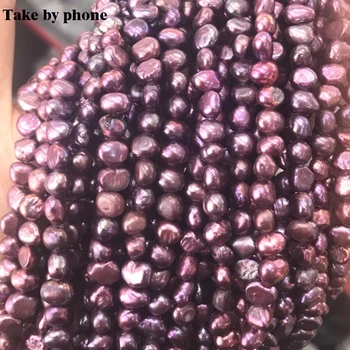 Natūralių Perlų Karoliukai 6-7mm Pilka Violetinė Spalvotų Sumaišyti Perlas 