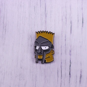 Nauja MF Doom emalio pin Bart Simpson ženklelis pop mash up papuošalai