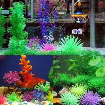 Nauja siunta 1 vnt 21cm aukštos Silikono Dirbtinio Žuvų Bakas Akvariumas Koralų Augalų, Gėlių Ornamentu Vandens Dekoro Namų puošybai