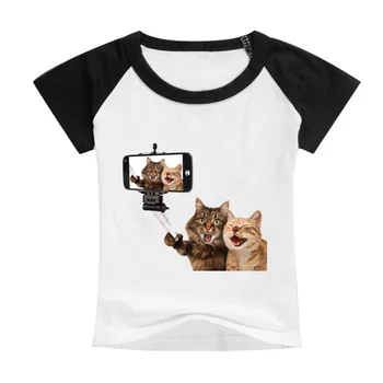 Naujas 2019 Vaikų Gyvūnų 3D Katės Realus Vasaros Viršūnes Spausdinti Juokingas Mielas Spausdinti Mergaitės Berniukai T-Shirt Baby Atsitiktinis Vaikų Drabužiai