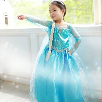 Naujas 3-8Y Mėlyna Kūdikių Vaikai Kostiumas Suknelė Mergaitė, Princesės, Karalienės Suknelė Mergaitėms Iki Vaikų Šalis Suknelė Cosplay Tiulio Suknelė