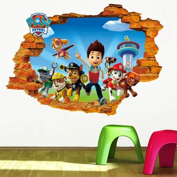 Naujas 3D Karšto LETENĄ Patrulių PVC Vaikams, Cartoon Sienų Lipdukai Vandeniui Namų Dekoracija Vaikų Kambarys PVC 