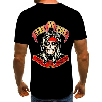 Naujas 3D spausdinimo mados T-shirt ginklų ir rožių vyriški T-shirt kūrybinis dizainas sunkiųjų metalų viršuje kietas ir universalus hip-hop ' o T-shirt