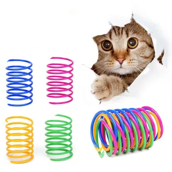 Naujas 4 Pack Kačių Pavasarį Žaislas Plastiko Spalvinga Ritė Spiralines Pet Veiksmų, Plati, Patvarus Interaktyvūs Žaislai