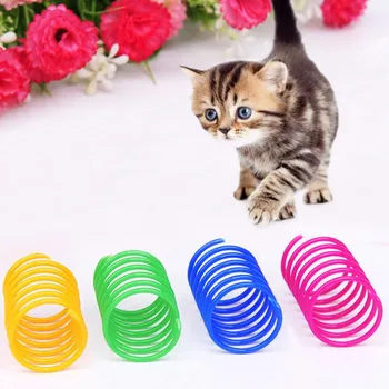 Naujas 4 Pack Kačių Pavasarį Žaislas Plastiko Spalvinga Ritė Spiralines Pet Veiksmų, Plati, Patvarus Interaktyvūs Žaislai