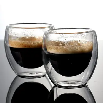 Naujas 6Pcs 80ml 2.7 oz Dvigubo Stiklo Sienelėmis Šilumos Izoliacija Masažuoklis Espresso Arbatos Puodelio kavos puodelis tazas de ceramica creativas