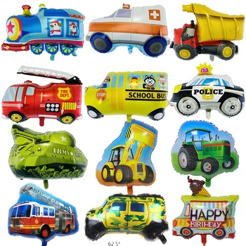 Naujas Animacijos Automobilių Balionai Fire Truck Automobilinio Traukinio Folija Balionas Greitosios pagalbos Globos Vaikams Dovanų Gimtadienio Dekoracijos Vaikams kamuoliai