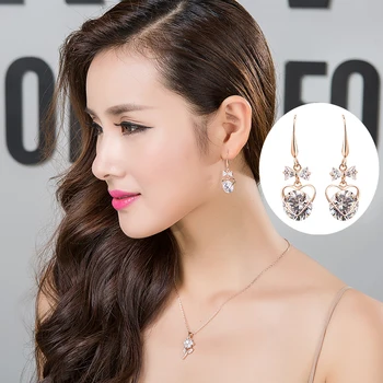 Naujas bowknot auskarai moterims cirkonis auskarai paprasta kristalų auskarai širdelės formos auskarai populiarus Europoje ir jav